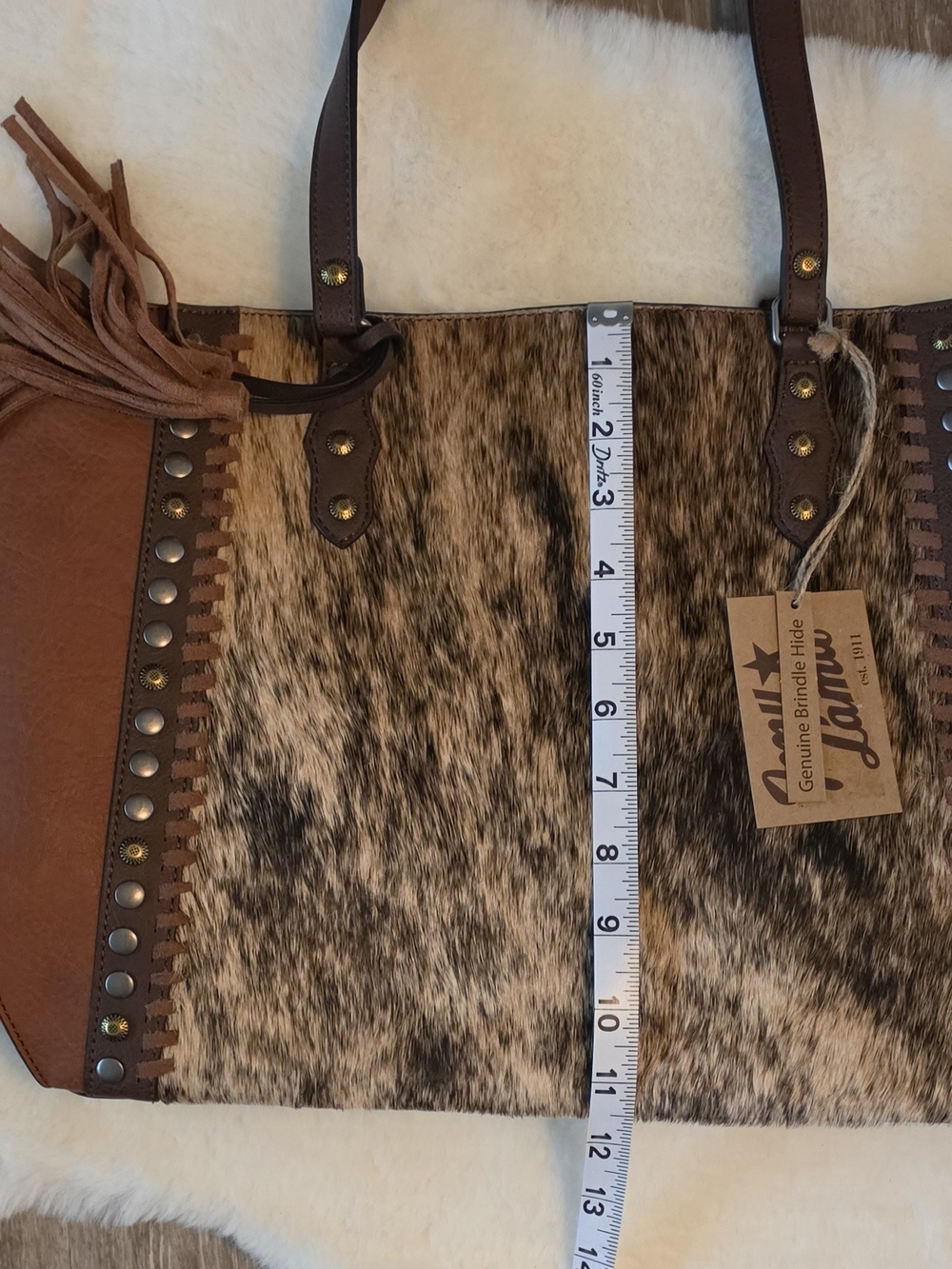Tony Lama Western Womens Conceal Carry Brindle Hide Tote Bag NWT - Picture 8 of 9